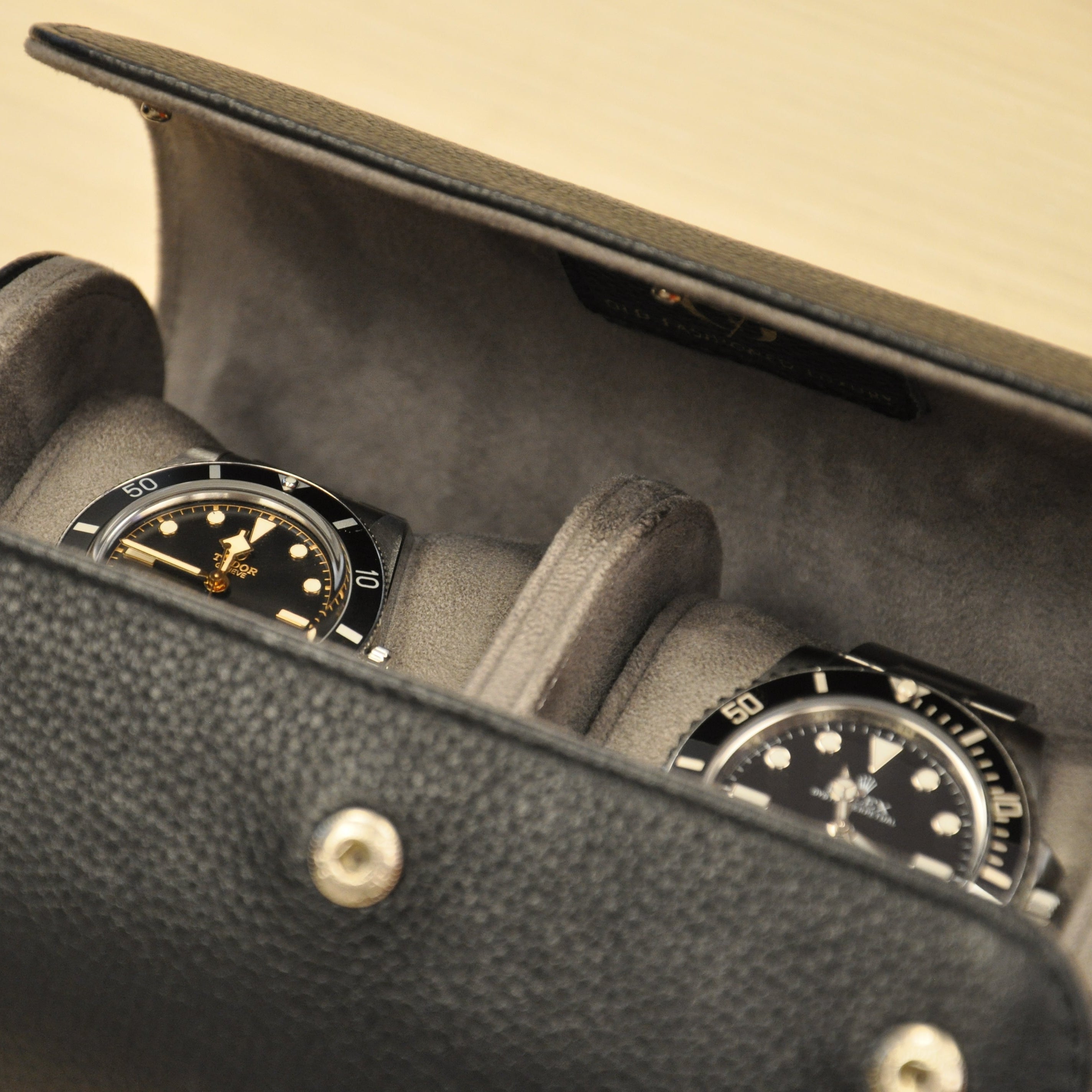 OFL Watch Roll – Black Leather (2 Watches)
