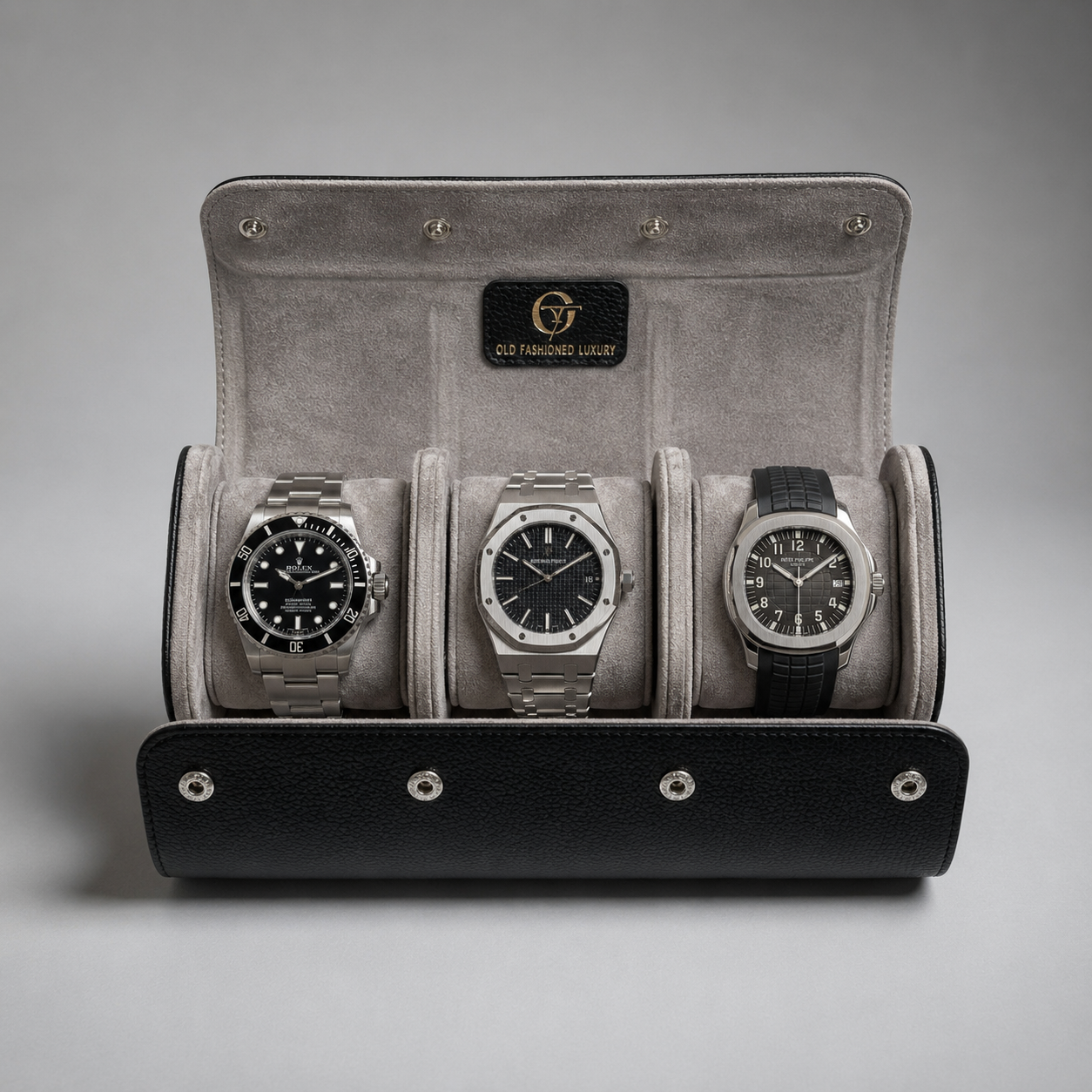OFL Watch Roll – Black Leather (3 Watches)