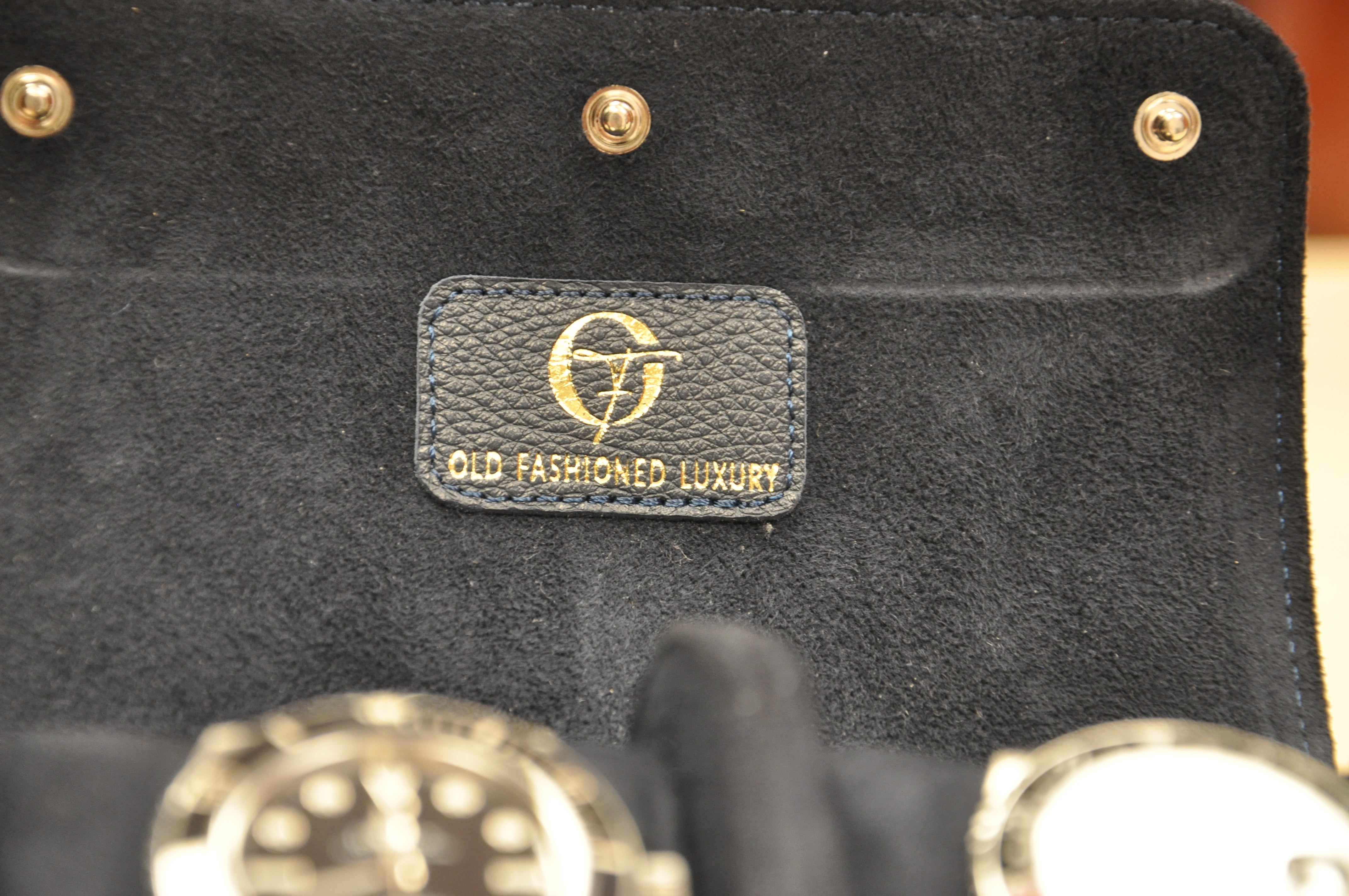 OFL Watch Roll – Navy Blue Leather (2 Watches)