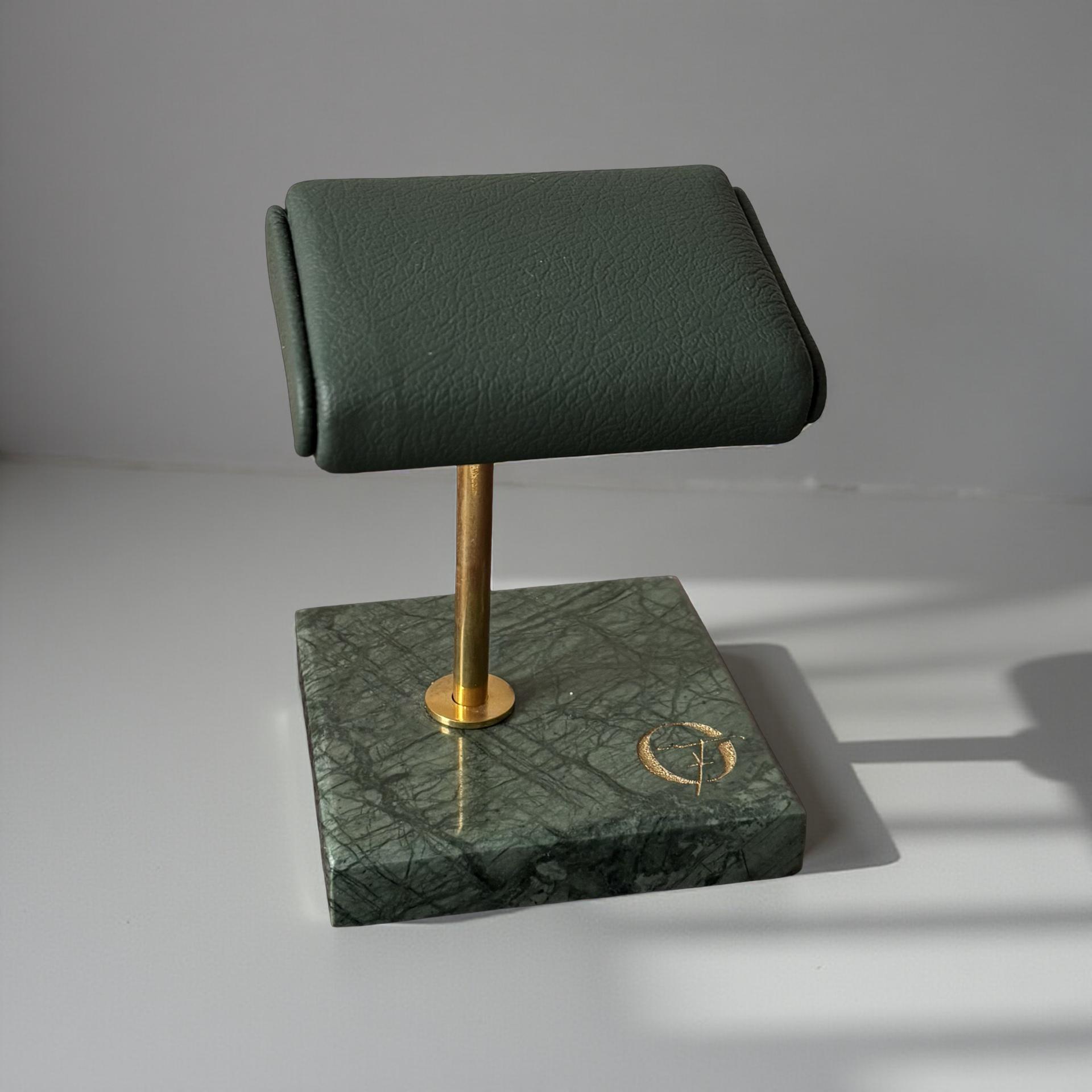 OFL Marble Watch Stand – Emerald Green Leather (One Watch)