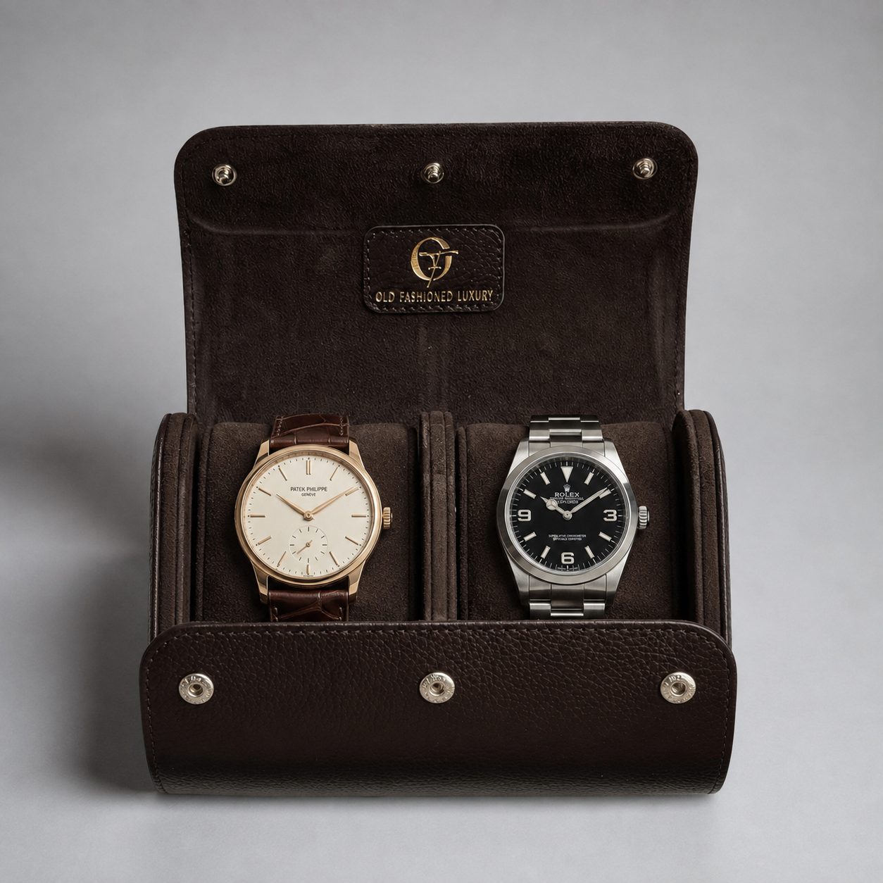 OFL Watch Roll – Espresso Brown Leather (2 Watches)
