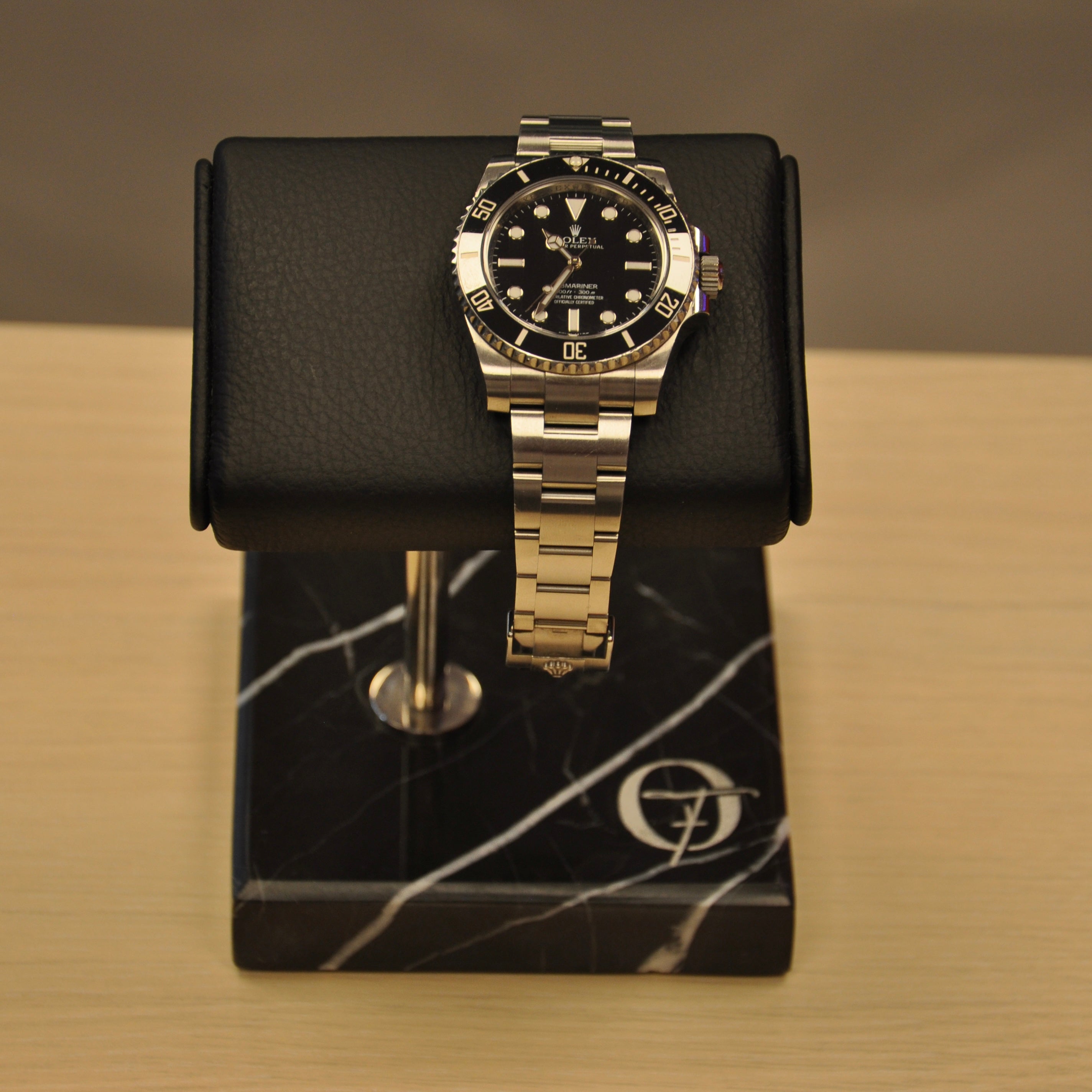 OFL Marble Watch Stand – Black Leather (One Watch)