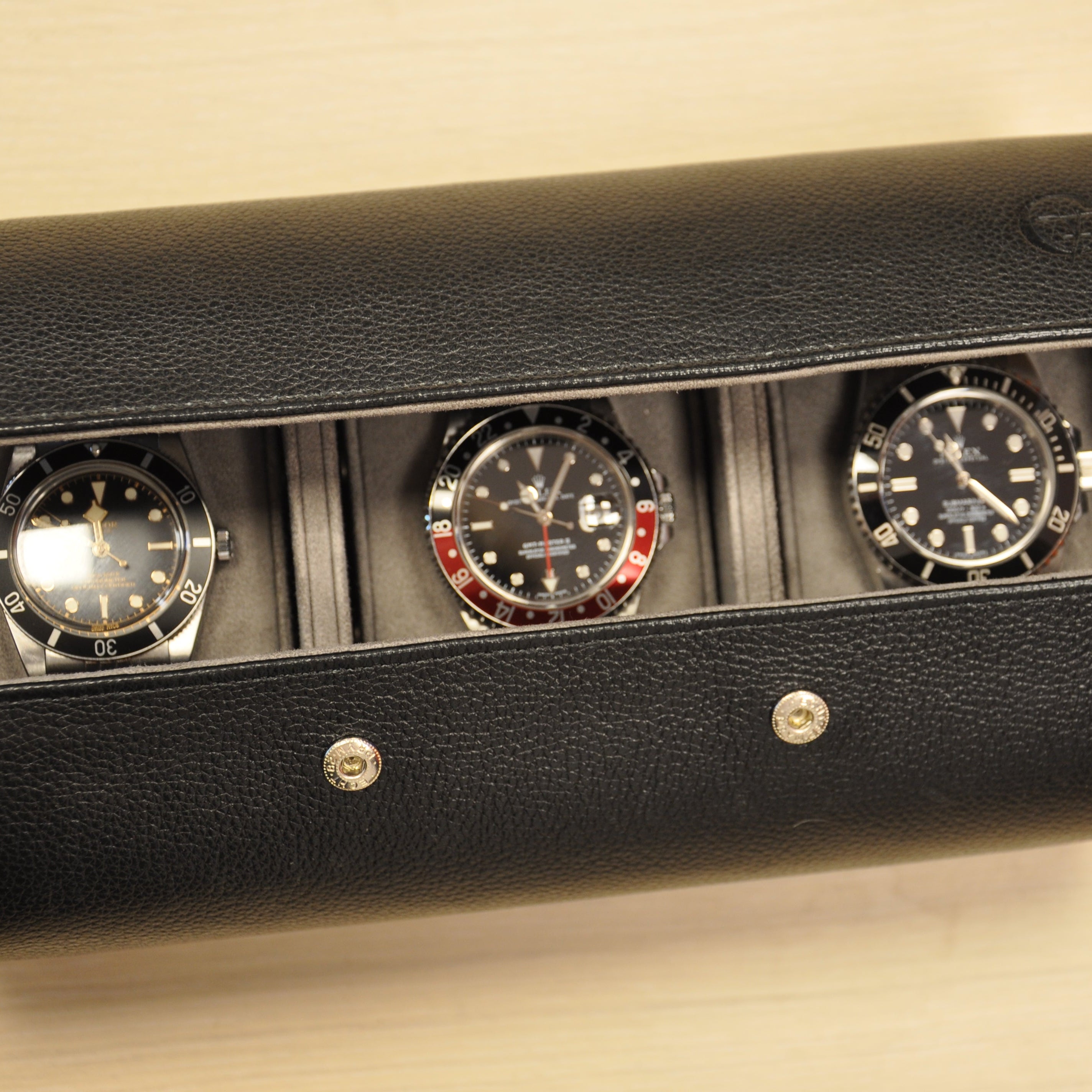 OFL Watch Roll – Black Leather (3 Watches)