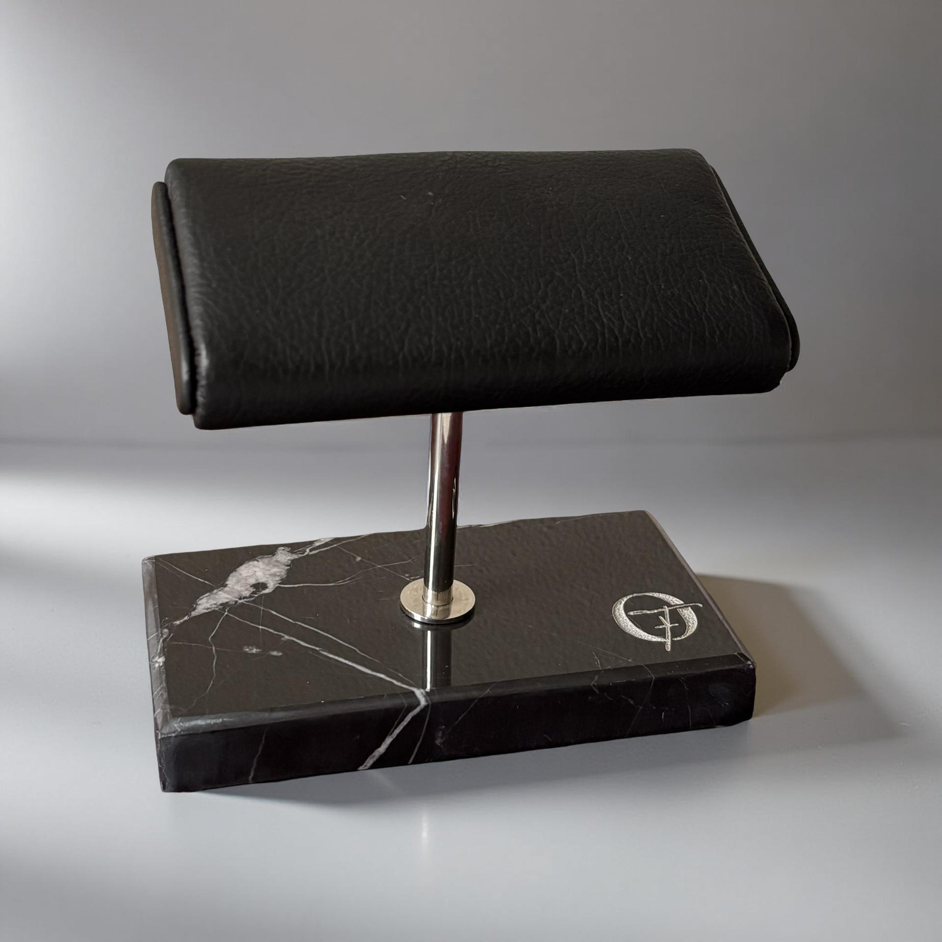 OFL Marble Watch Stand – Black Leather (Two Watches)